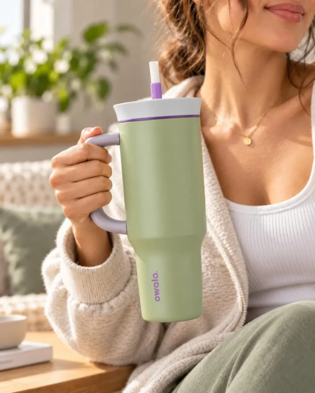 Tumbler Owala 40 oz con aislamiento avanzado, mantiene bebidas frías por horas, capacidad grande, diseño duradero y portátil para deportes, trabajo y actividades al aire libre, foto 2 de 3