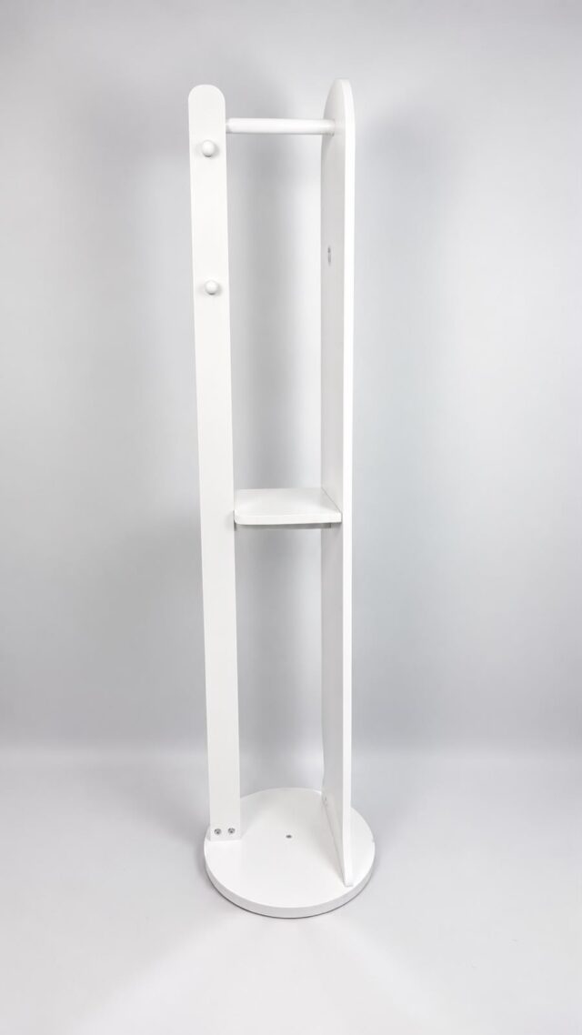 Estante giratorio de madera para sombreros con espejo de cuerpo entero independiente, ganchos para colgar prendas, medida 36 x 166 cm, moderno y decorativo. BLANCO, foto 2 de 4